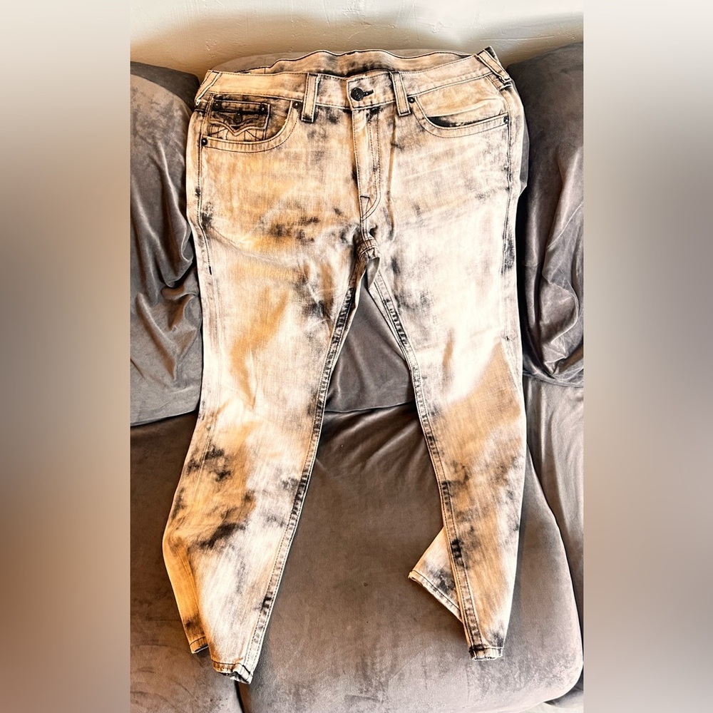 True Religion Black and White Bootcut Jeans